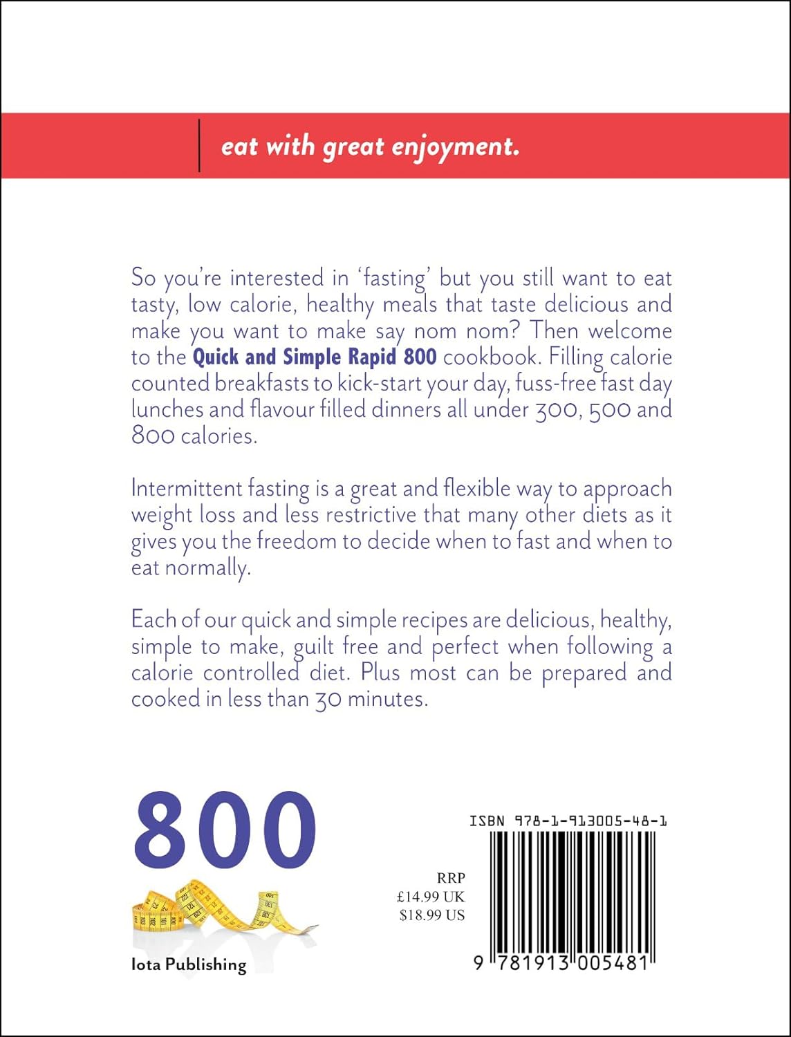 Iota Publishing Quick and Simple RAPID 800 Cookbook by Iota - Paperback - Low Calorie Fasting Recipes for Fast Weight Loss