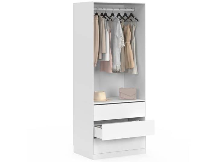 IDMarket - Dressing TAYLOR 80 x 55 x 200 cm blanc Avec penderie + 3 tiroirs\, modulable avec gamme taylor