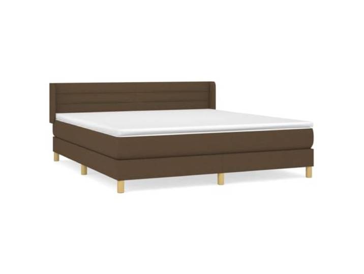 KKgypkn Boxspringbett 180x200 cm mit Taschenfederkernmatratze, Kopfteil höhenverstellbar, Stoffbezug Dunkelbraun, mittelharte Unterstützung, inklusive hautfreundlicher Matratzenauflage