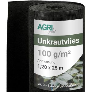 dm-folien Unkrautvlies 45071200, 1,2 x 25m, 100 g/m², schwarz, aus Polypropylen, UV-beständig