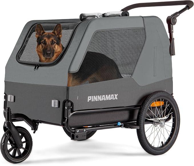Hundeanhänger für Fahrräder - 2-in-1 Haustierbuggy, belastbar bis zu 45 kg - Fahrradanhänger für Hunde mit universeller Fahrradkupplung, rutschfestem Boden und integrierter Leine