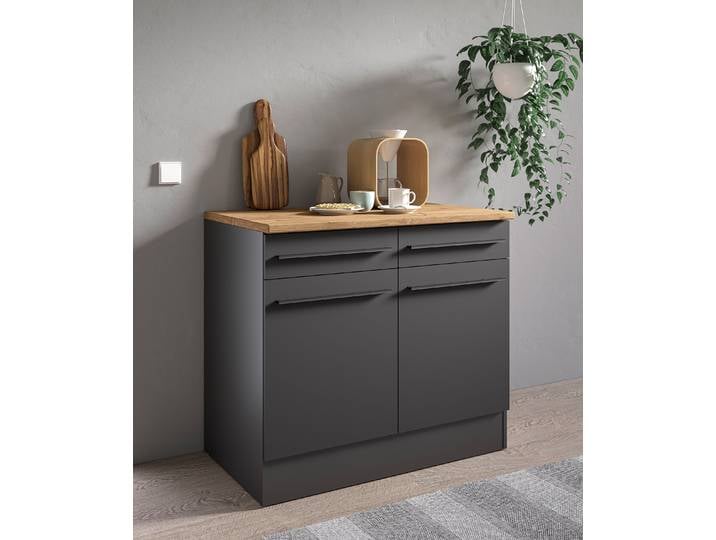 Meuble bas 100cm Noir/Noir mat