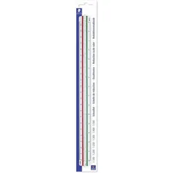 Staedtler, Lineal, Dreikant-Massstab Mars 561 98-4BK, weiss aus Kunststoff, farbige Hohlkehlen, geprägte Teilung (33 cm, Kunststoff)