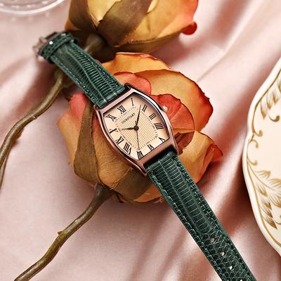Fashion Sheath Vintage Barrel Shaped Quartz Women Watch green