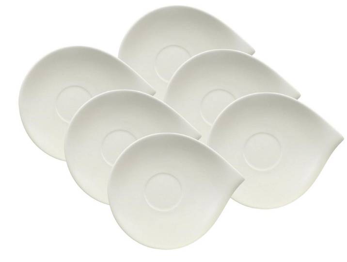 Villeroy & Boch Geschirr-Set Flow Frühstücksuntertasse 21cm Set6, Premium Porcelain