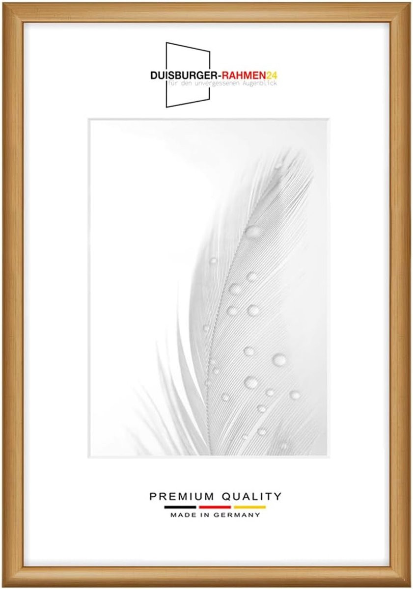 Houten Fotolijst Smal 30x40 cm Rustiek Goud met Anti-Reflecterend Glas