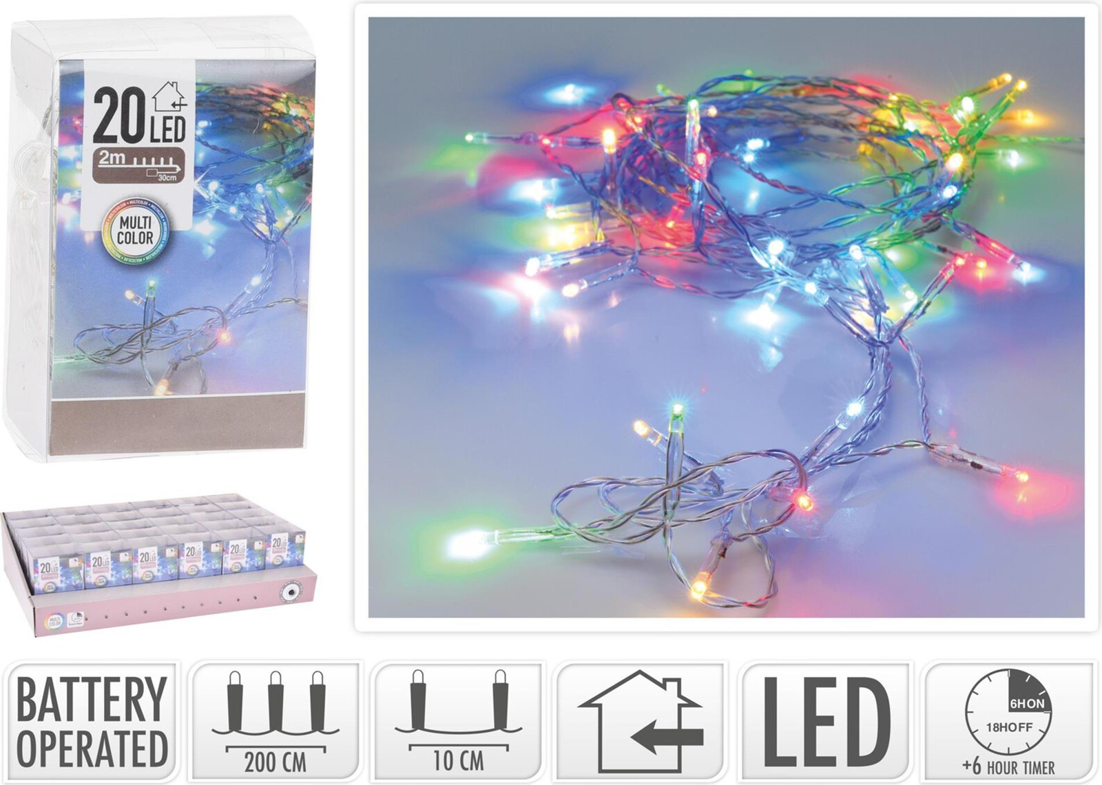 Koopmann Meerkleurige LED-lampen, 20 stuks