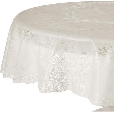 Violet Linen Vinyl Lace Battenberg embossed Floral Pattern Tablecloth