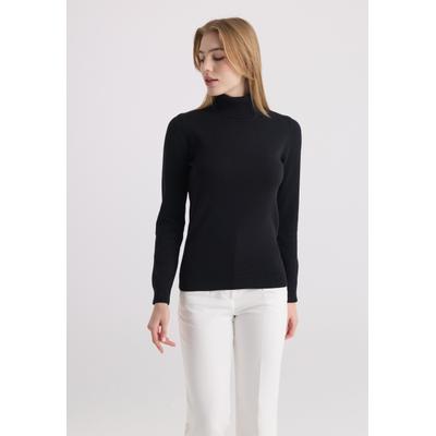 Rollkragenpullover FELIX HARDY "Rollkragenpullover", Damen, Gr. L, schwarz, 100% Baumwolle, hoch geschlossener Ausschnitt, Pullover Rollkragenpullover
