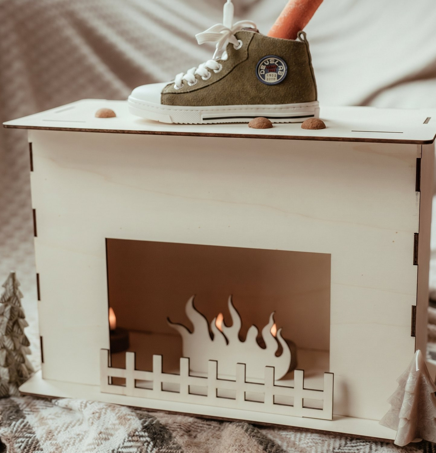 Lievf Houten Open Haard Decoratie voor Sinterklaas en Kerst, 40 cm