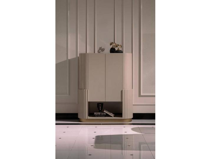 JVmoebel Barschrank Beige Holz Getränke-Bar mit zwei Türen für elegantes Wohnen (1-St)