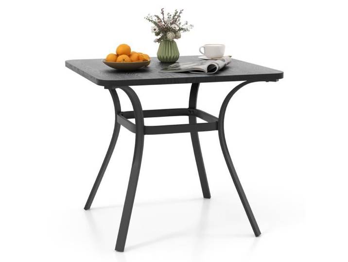 COSTWAY Table à Manger de Jardin 80 x 80 CM Table Carrée en Métal 4 Personnes Table d'Extérieur pour Cour Patio Bord de Piscine
