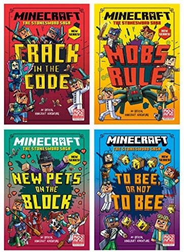 Farshore ltd Minecraft Stonesword Saga Series 4 Books Collection Set (Minecraft: Crack in the Code!, Minecraft: Mobs Rule!, Minecraft: NEW PETS ON THE BLOCK & Mine