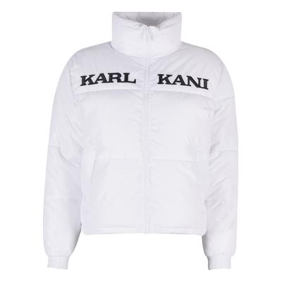 Winterjacke KARL KANI "Karl Kani Karl Kani Retro Essential Puffer Jacket", Damen, Gr. XXS, weiß, 100% Polyester, mehrfarbig, normal, amerikanischer Ausschnitt, Jacken Winterjacke