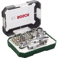 Schrauberbit- / Ratschen-Set, 26-teilig, Knarre grün