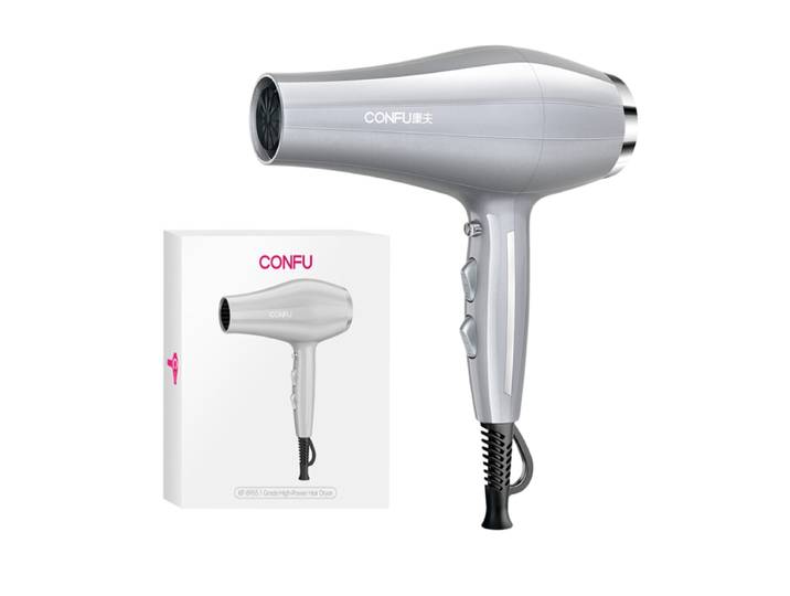 CONFU 8955 Sèche-cheveux haute vitesse 21 000 tr/min, réglage du mode à 7 vitesses, puissance 2 300 W - Argent