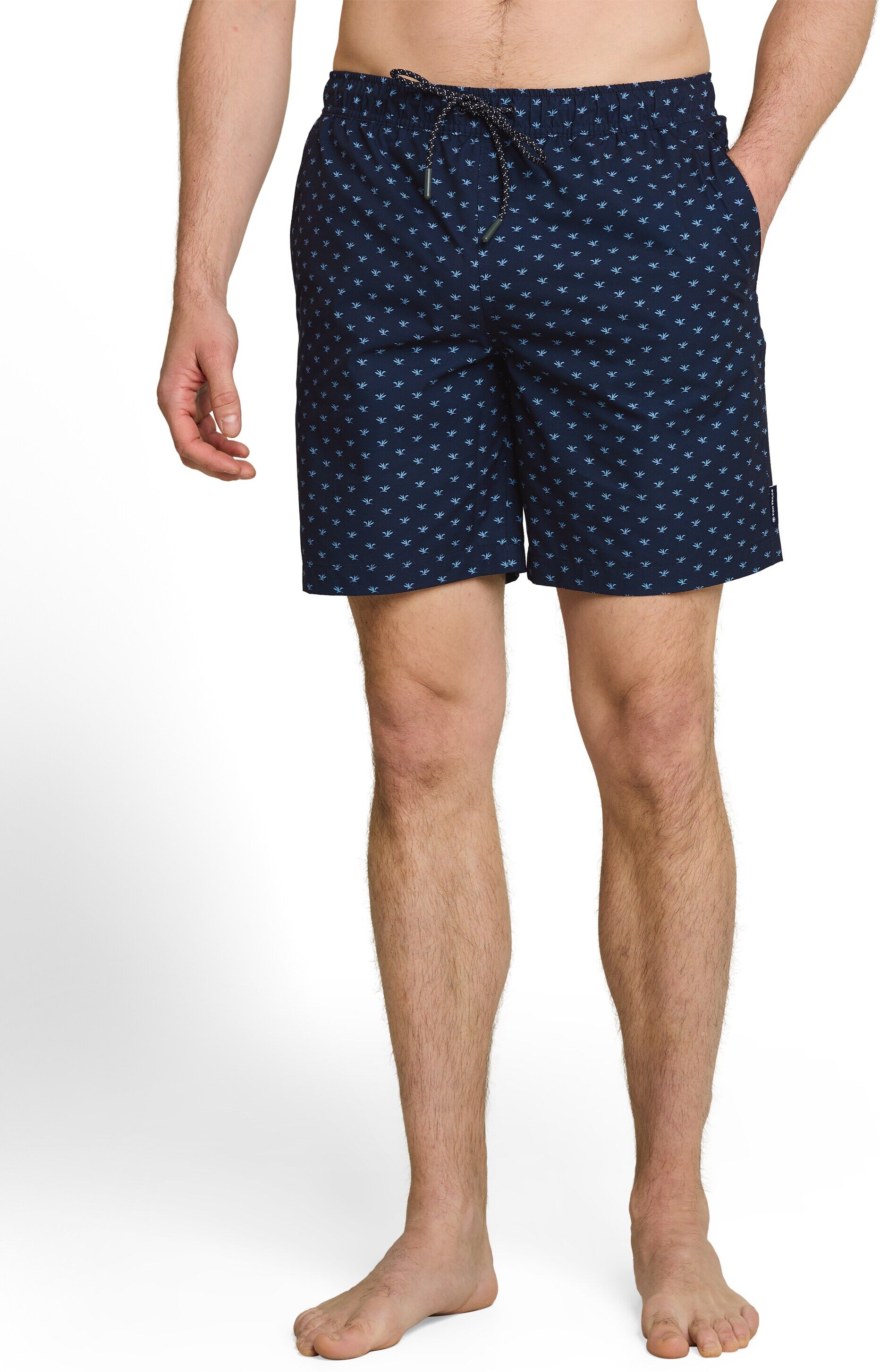 Badeshorts TOM TAILOR, Herren, Gr. S, N-Gr, blau (blau shades), Web, Obermaterial: 100% Polyester. Futter: 100% Polyester, gemustert, Badehosen Badeshorts, mit Minimal-Print blau shades S, N-Gr