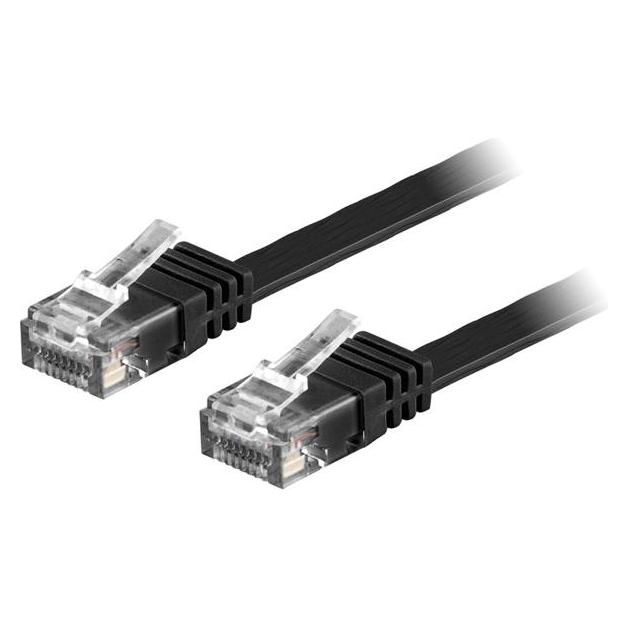 Deltaco U/UTP Cat6 patch cable flat 5m 250MHz black (U/UTP, CAT6, 5 m) (TP-65S-FL)
