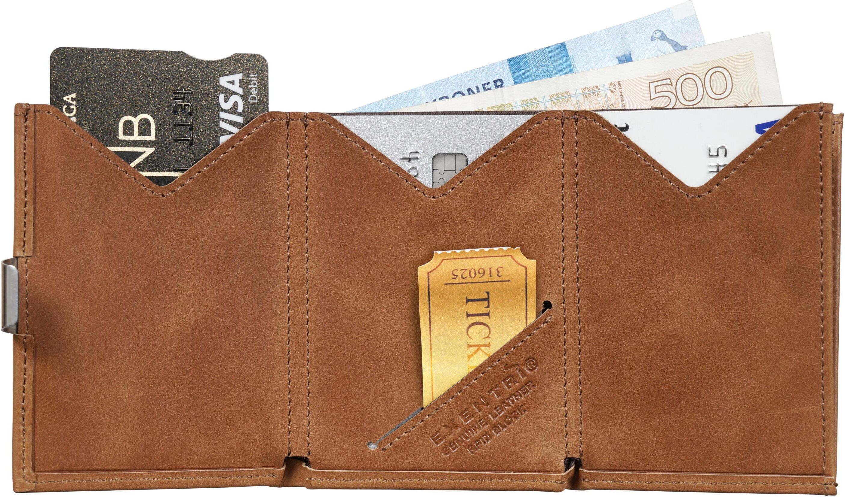 Geldbörse "EXENTRI Multiwallet", Herren, braun, Leder, Kleinlederwaren Geldbörse braun Einheitsgröße