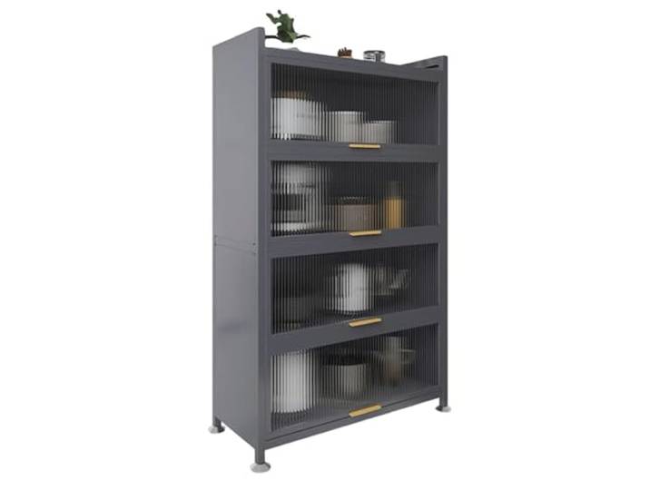 Seven Comfort Küchenschrank, luftdichter Aufbewahrungsschrank mit Türen, Tragfähigkeit jeder Trennwand 25 kg (schwarz, 5 Blumen)
