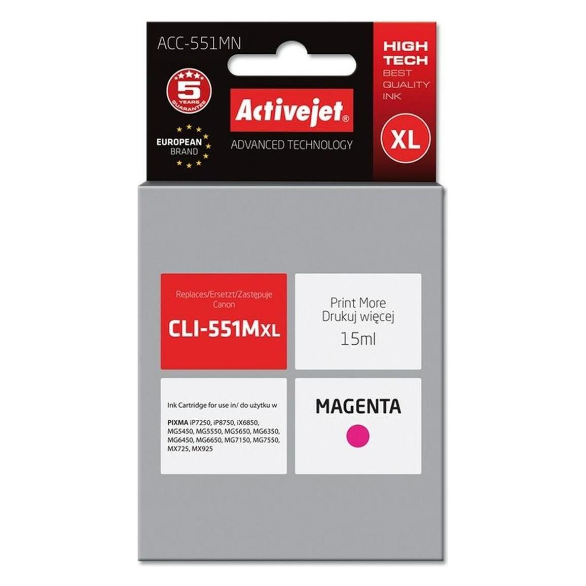 Activejet ACC-551MN Druckerpatrone (e) Kompatibel Hohe (XL-) Ausbeute (M) (ACC-551MN)