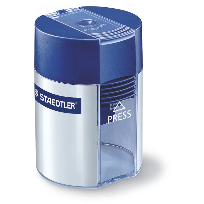 STAEDTLER Spitzdose, rund, silber, blauer Deckel