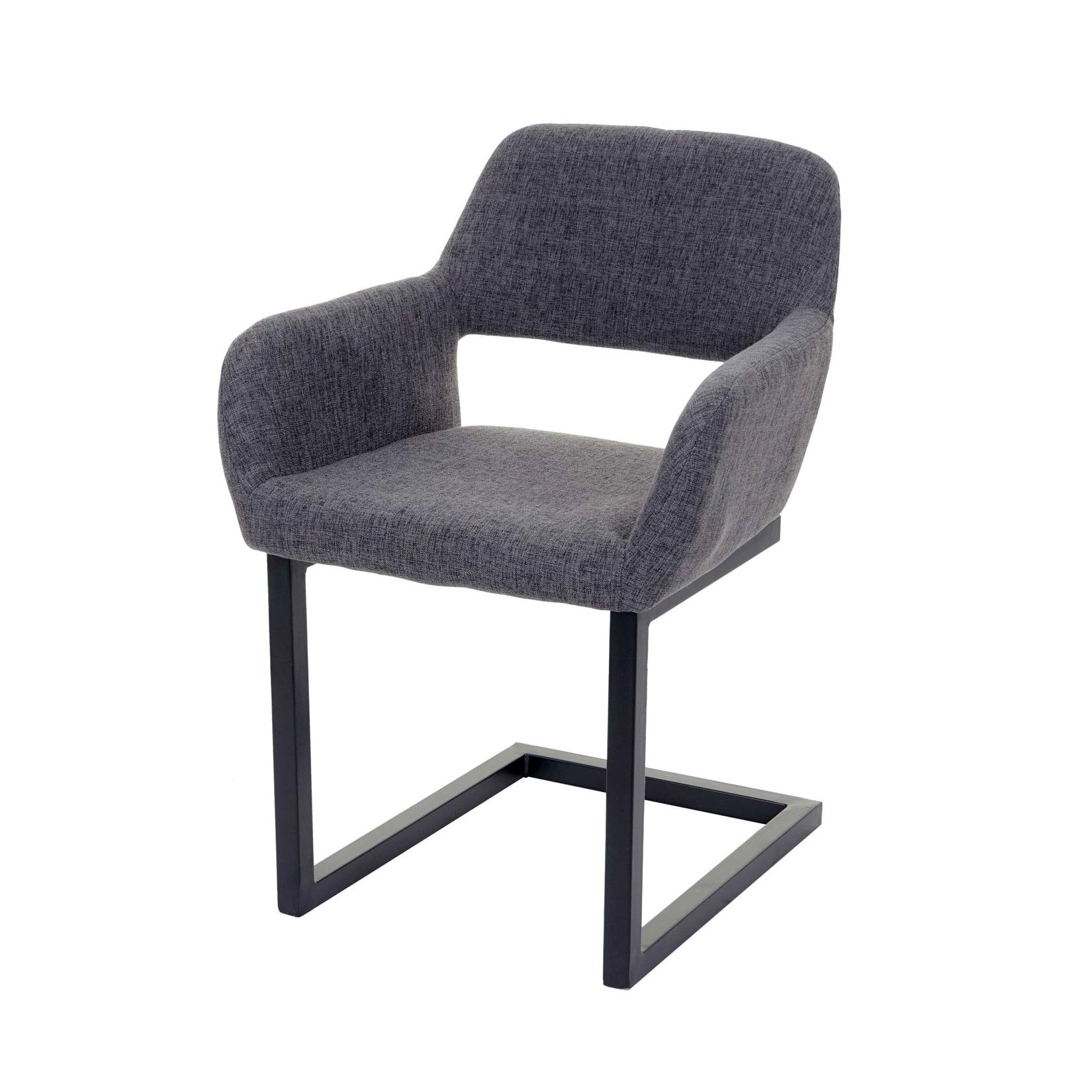 Esszimmerstuhl MCW-A50 II, Freischwinger Stuhl Küchenstuhl, Retro 50er Jahre Design ~ Stoff, grau