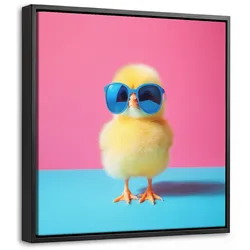LEINWAND Bilder mit Rahmen - Chick - Sonnenbrille - Blau - 20x20
