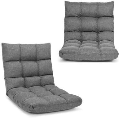 Costway 14-Position Adjustable Folding Lazy Gaming Sofa-Gray