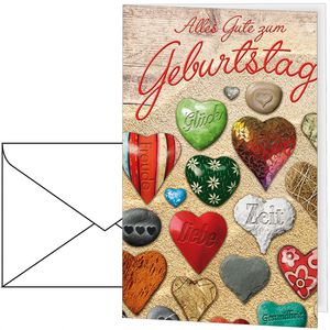 Perleberg Geburtstagskarte 7510326-2, Klappkarten mit Umschlag, 11,6 x 16,6 cm, 6 Stück