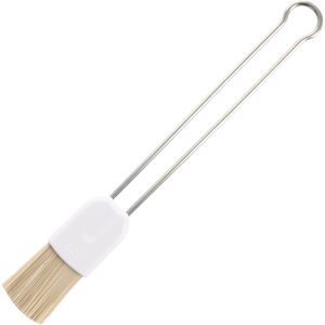 Rösle Backpinsel Pro 951050 weiß / silber, hitzebeständig, Kunststoffborsten & Edelstahlgriff, 21,6 x 2,5 cm