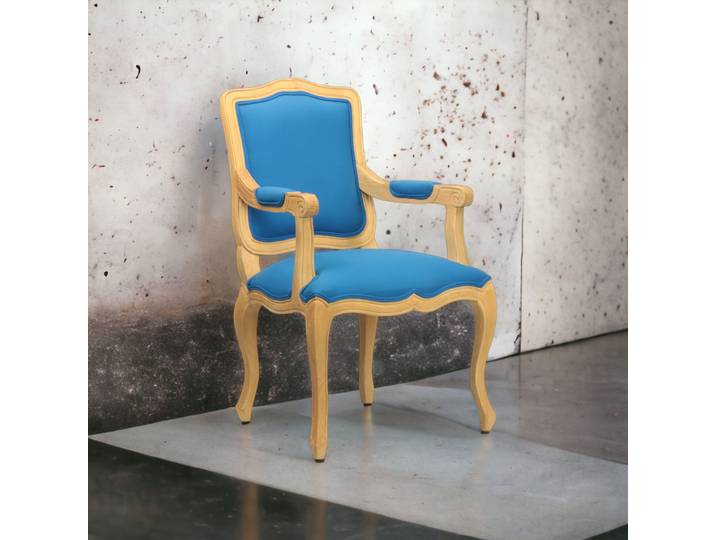 Fauteuil Baroque en Tissu - Bleu