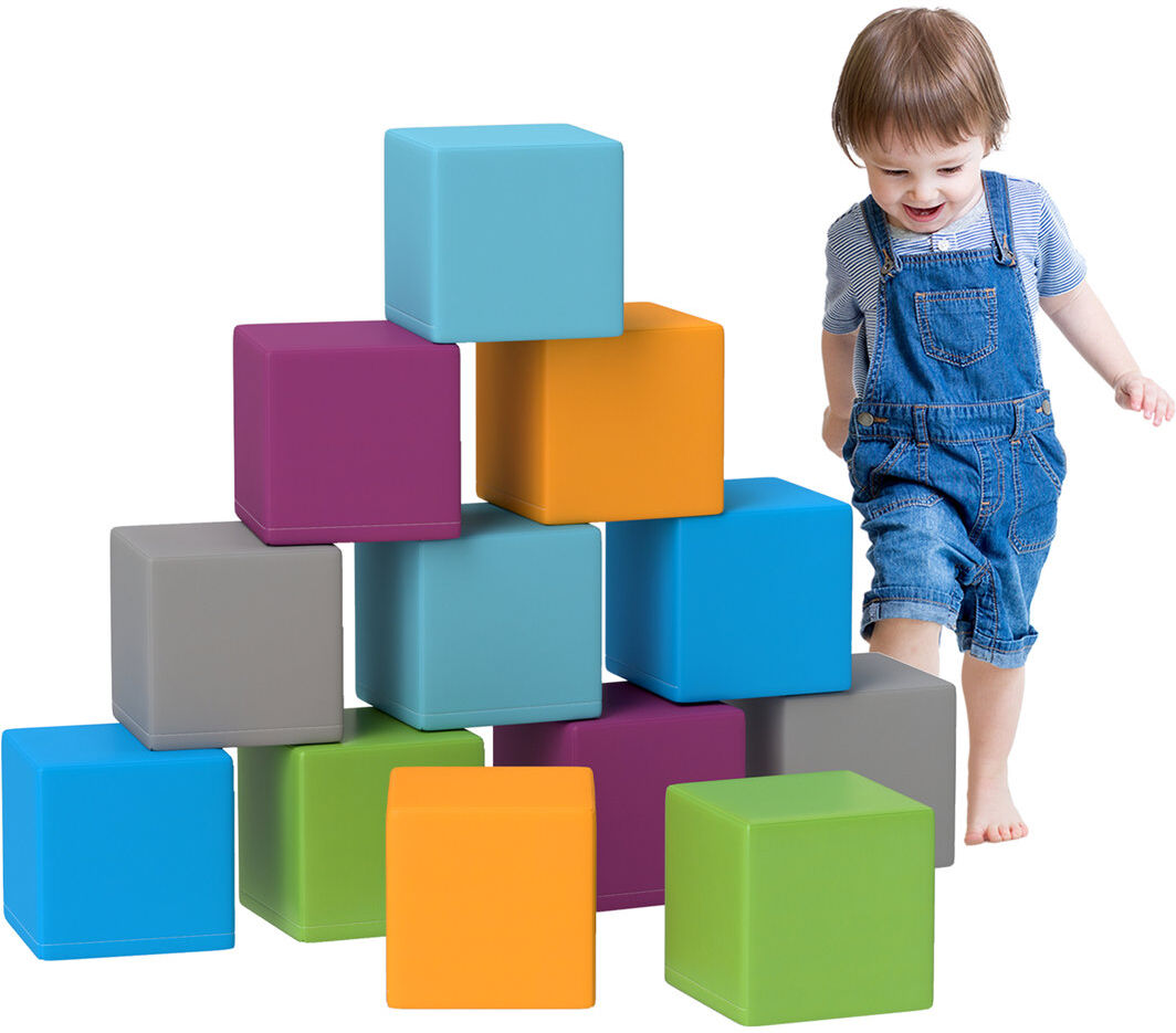 HOMCOM 20cm W Climbing Blocks Grey, Blue, Purple 20cm H X 20cm W X 20cm D