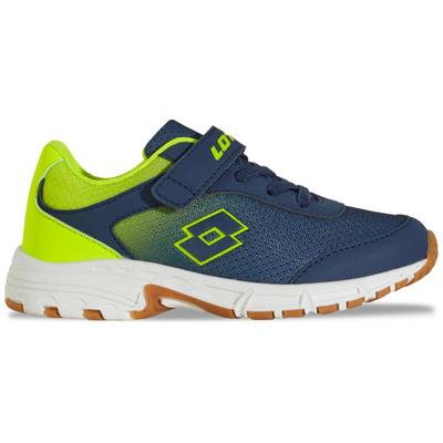 Hallenschuh LOTTO, Mädchen, Gr. 26, blau (navy, lime), Kunstfaser, Synthetik, mehrfarbig, Schuhe Hallenschuh, - Indoorschuh mit nicht abfärbender Sohle