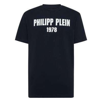 T-Shirt PHILIPP PLEIN "Kurzarm-Rundhals-T-Shirt", Herren, Gr. XL, 24, navy, Obermaterial: 100% Baumwolle, Shirts T-Shirt