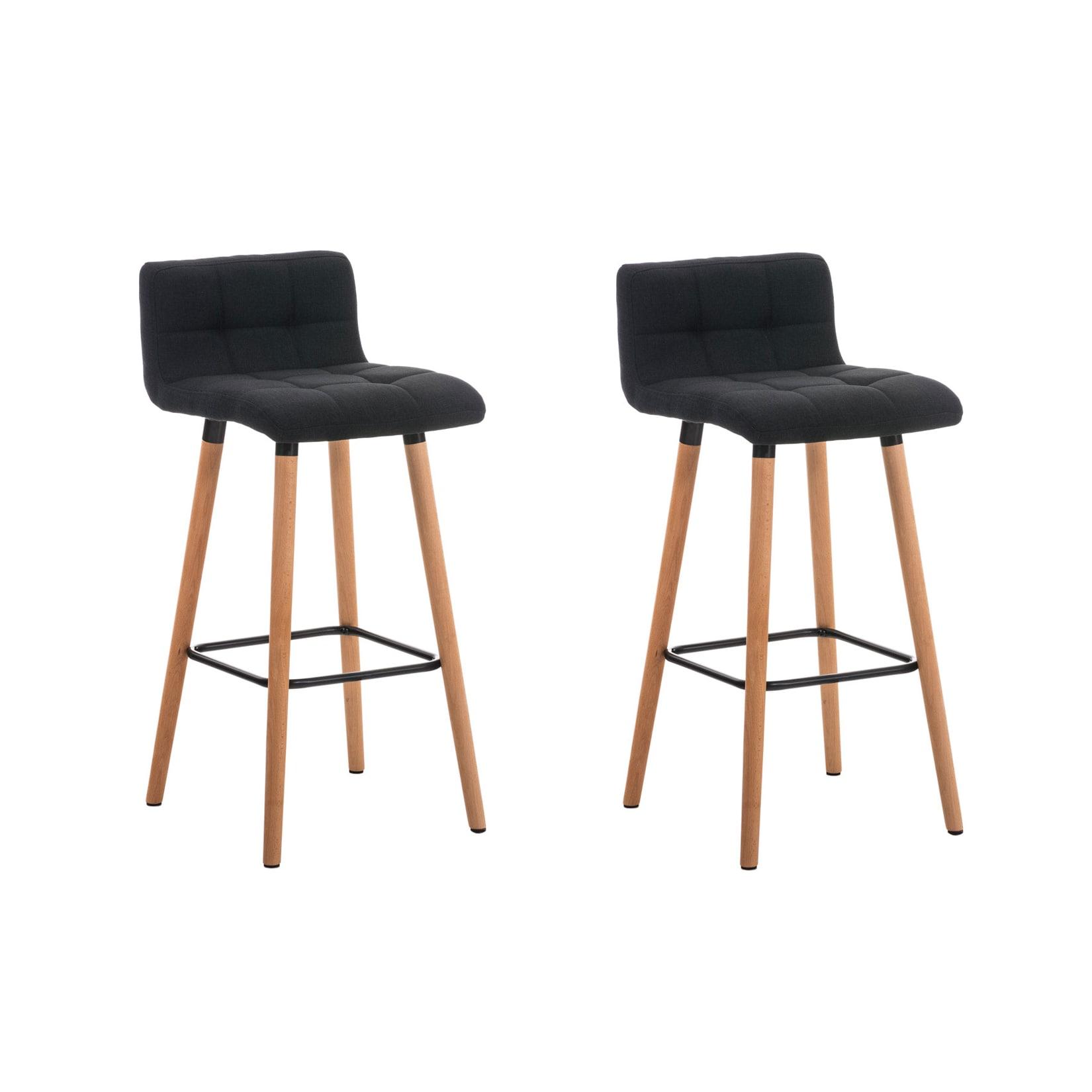 CLP 2er Set Barhocker Lincoln Stoff natura - Farbe: dunkelgrau, Gestellfarbe: natur