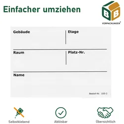 100 x Umzugsetiketten (105 x 75 mm) weiß selbstklebend Rückstandlos ablösbar Kartonaufkleber Sticker Umzugsaufkleber beschriften BB-Verpackungen