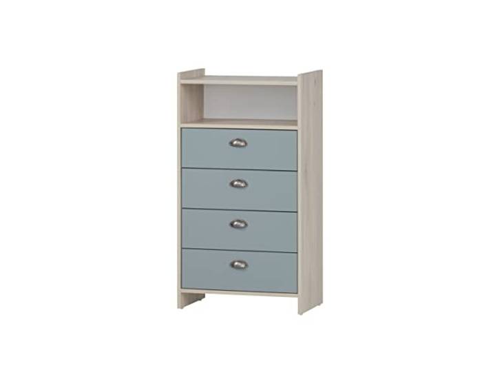 Schildmeyer Lindholm 154384 Buffet haut\, décor chêne sable/bleu pigeon\, 60\,1 x 33 x 104 cm