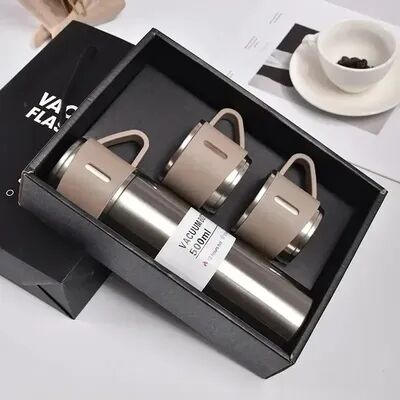 Combo Retail Shop Portable Coffee Mug, Stainless Steel Thermos Bottle, Vacuum Insulated Travel Bottle, Office Business Gift Set gold Set