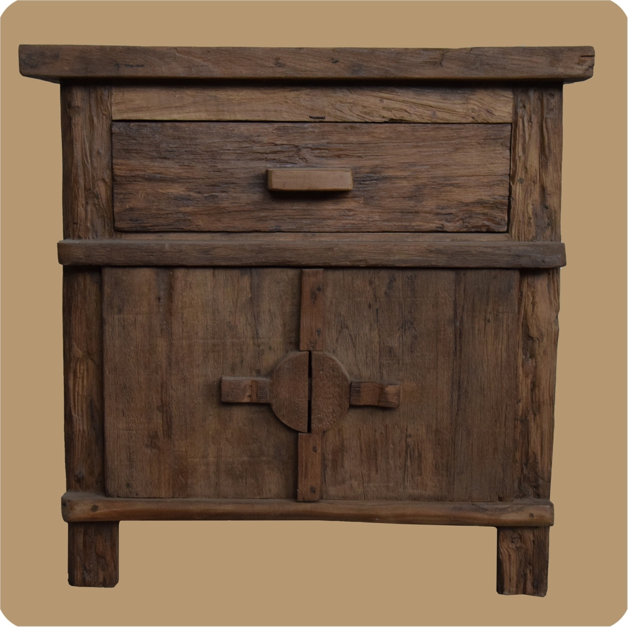 Pur Antiek Oude commode van massief gerecycled teakhout in shabby chic stijl