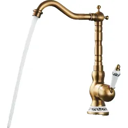 KLARWERK® JULIAN | Küchenarmatur Messing Gold | Edelstahl Retro Wasserhahn Mischbatterie Küche Gastro | 360° drehbar 2 Anschlüsse