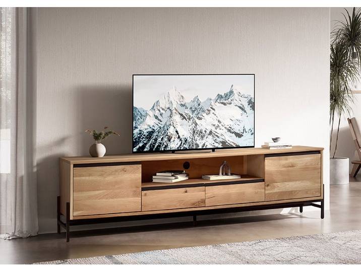TV Board 204x51cm 'Veneza' Wildeiche & Metall schwarz