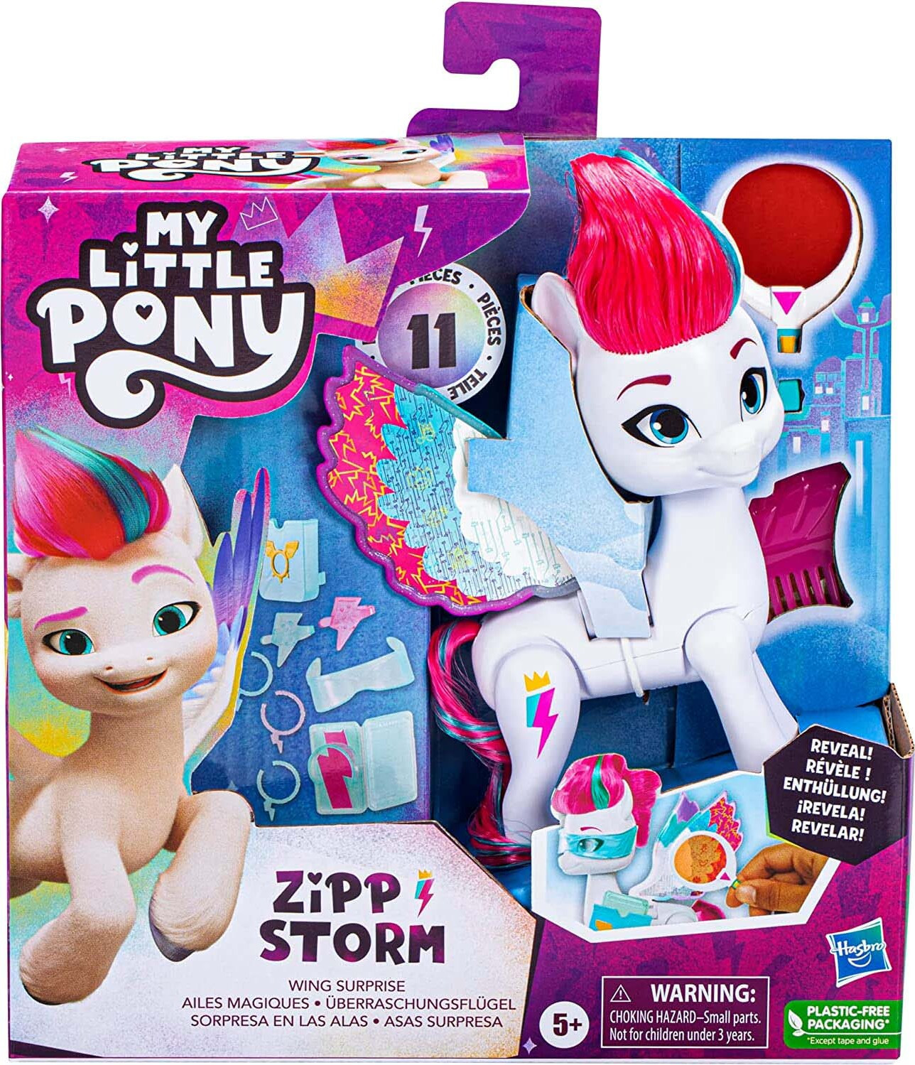 Hasbro My Little Pony Zipp Storm Vleugelverrassing Fashionpop voor meisjes en jongens, Meerkleurig, 139 mm