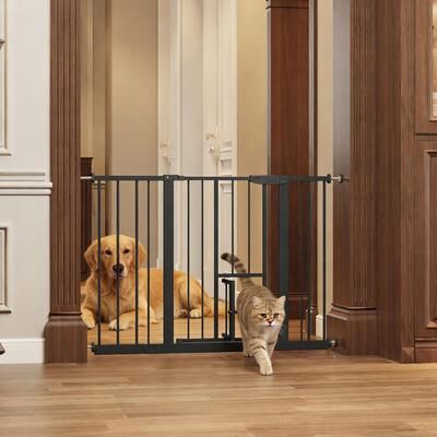 Kodotan sofa "Baby Gate with Cat Door, 29.5-44.1"" Metal Pet Door for Stairs & Doorways,Pressure Mounted,No Tools Needed, Black"