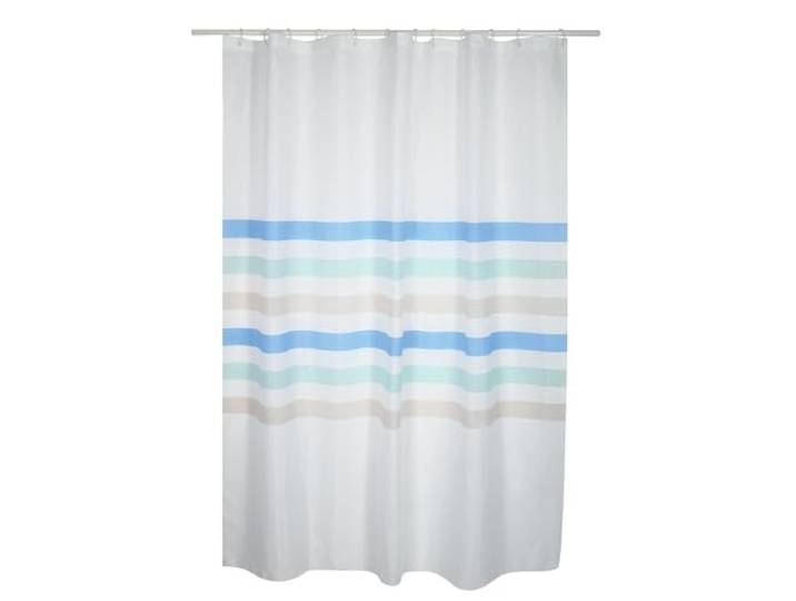MSV Cotexsa by Premium Anti-Schimmel Textil Duschvorhang - Anti-Bakteriell, waschbar, 100% wasserdicht, mit 12 Duschvorhangringen - Polyester, „Seauville“ Pastell 180x200cm – Made in Spain