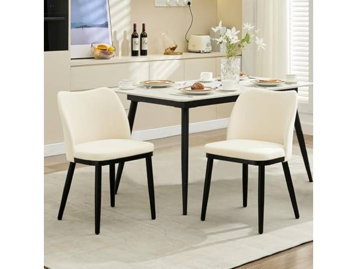 Garvee Esszimmerstühle 2er Set Beige Leinen Holzbeine Herzform Garvee Esszimmerstühle 2er Set Leinen Holz, 78x46cm, für Esszimmer Küche, für Familien, einfache Montage.