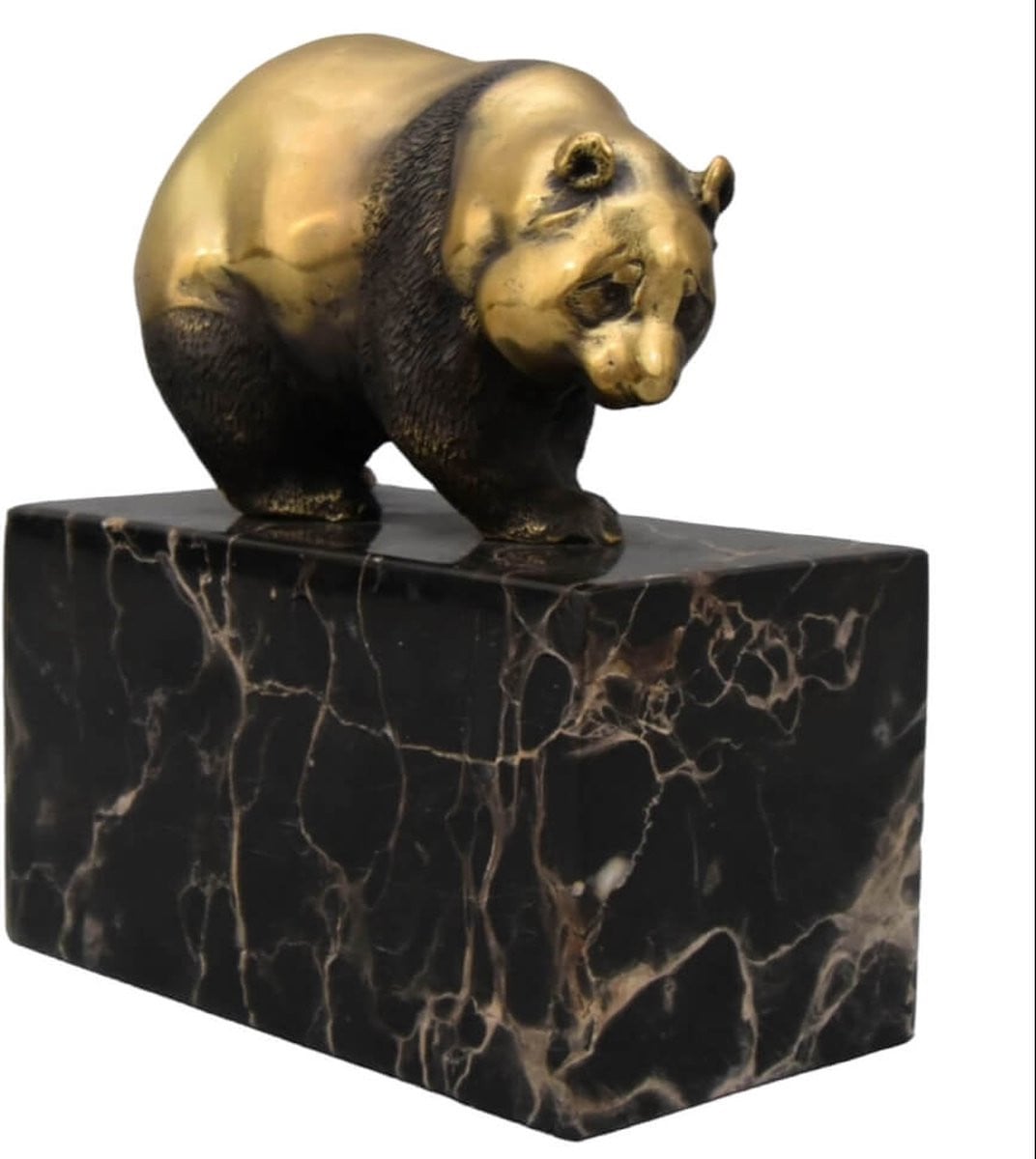Dierenrijk Bronzen Panda Beeldje Hoogte: 14,2 cm