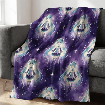Inspire Curations Hatsune Miku Crayon Style Flannel Throw Blanket zy255 f 150x200cm 59x79in