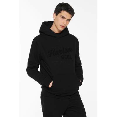 Kapuzensweatshirt HARLEM SOUL, Herren, Gr. M, schwarz, Sweatware, Material: 65% Baumwolle, 35% Polyester, bestickt, regular fit normal, Rundhals, eingesetzt Rippbündchen, Sweatshirts, mit Frottee Lettern