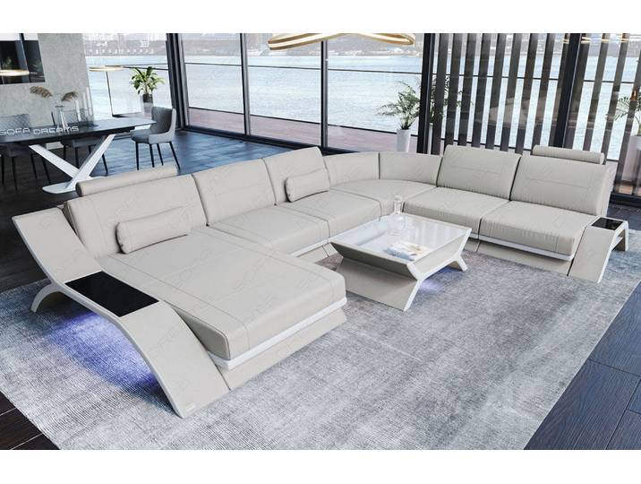 XXL Wohnlandschaft Calabria U-Form in Leder
